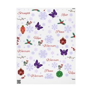 Inspirational Holiday Wrapping Paper, Strength Rest Hope Warrior, Festive Gift Wrap for Christmas, New Year, and Birthdays