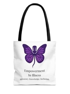 Empowerment in Illness Purple Butterfly Tote Bag — Advocacy, Knowledge, Inclusion